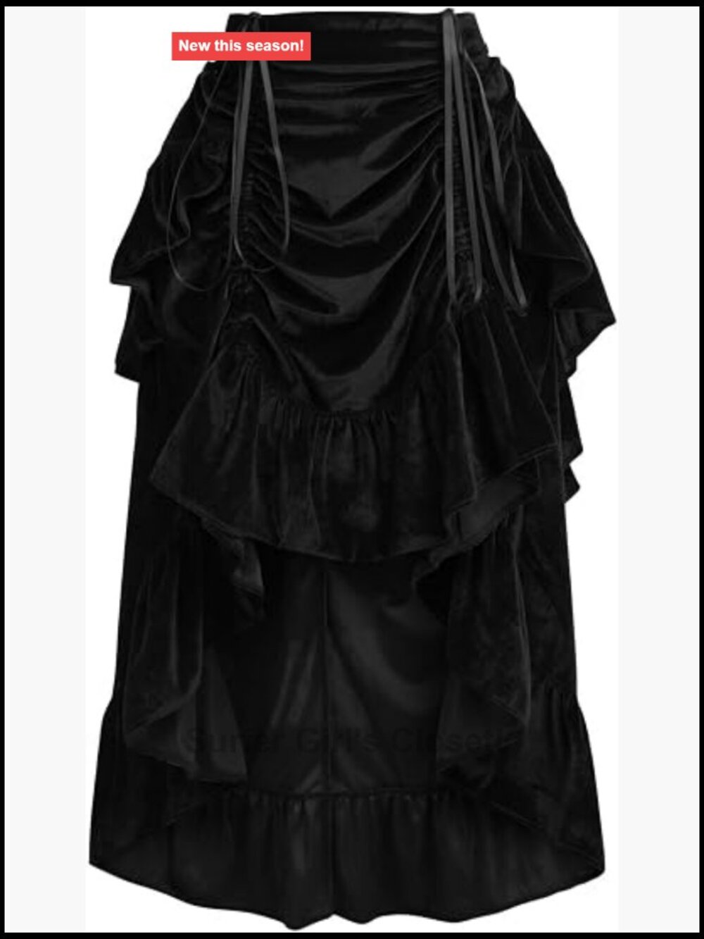 Velvet Adjustable High Low Bustle Skirt with Elastic Back